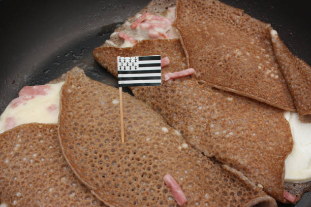 Breton galettes with buckwheat flour garnished with ham or bacon  Bretagne Breizh