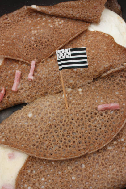 Breton galettes with buckwheat flour garnished with ham or bacon  Bretagne Breizh