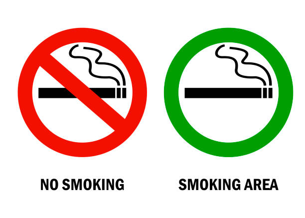 No smoking area and smoking area. Smoking ban and permission smoking sign. White background. Vector illustration vector art illustration