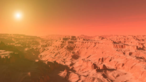 istock Mars landscape, A 3d render of imaginary mars planet terrain 1140727160