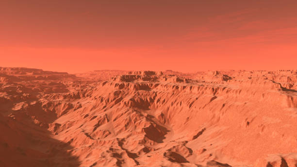 istock Mars landscape, A 3d render of imaginary mars planet terrain 1140728752
