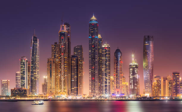 istock Dubai Marina bay view from Palm Jumeirah, UAE 1140729345