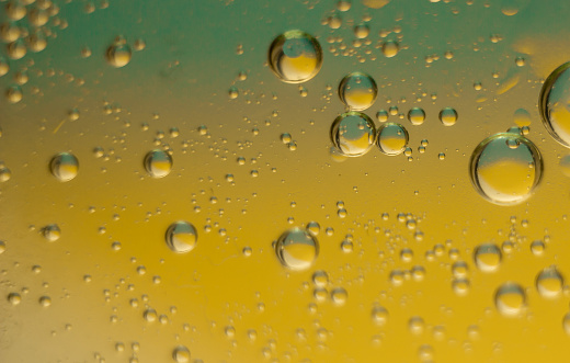 Sunflower oil bubbles macro photography