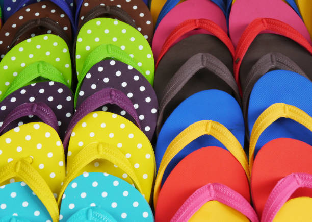 istock Full Frame Shot Of Flip Flops 1140732777