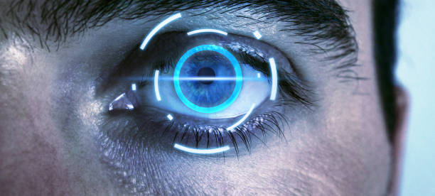 istock Process of scanning. Human eye scanning and recognition 1140743252