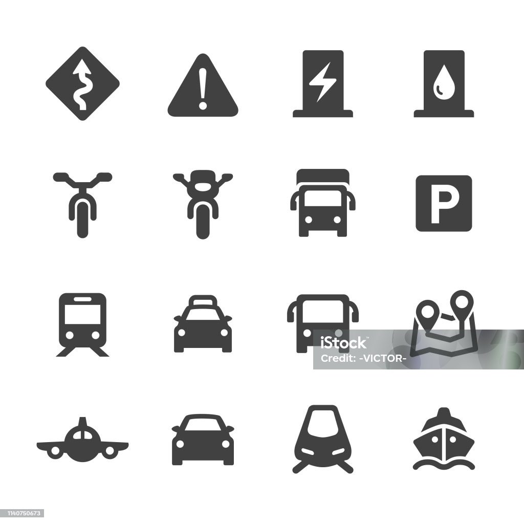 Traffic Icons Set - Acme Series Traffic, Mode of Transport, Icon stock vector