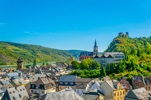 panoramic view over historic Heidelberg at sunny summer day