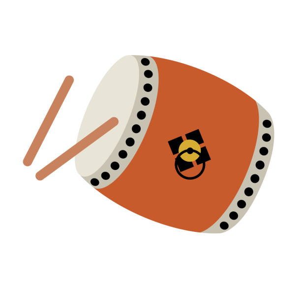ilustraciones, imágenes clip art, dibujos animados e iconos de stock de icono de tambor japonés - taiko drum