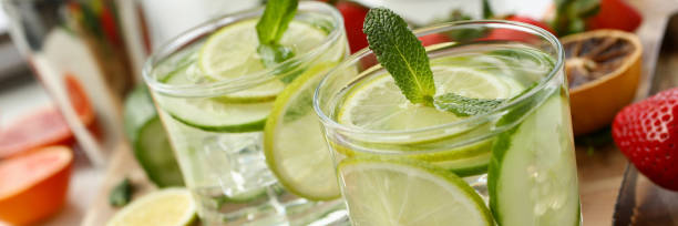 istock Lime with cucumber punch home made cocktail 1140755481