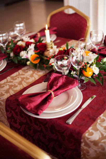 istock Table setting set with candles and flowers 1140756198