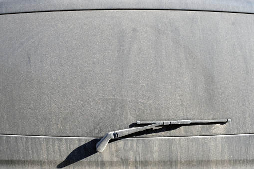 car wiper with dirty glass. close-up