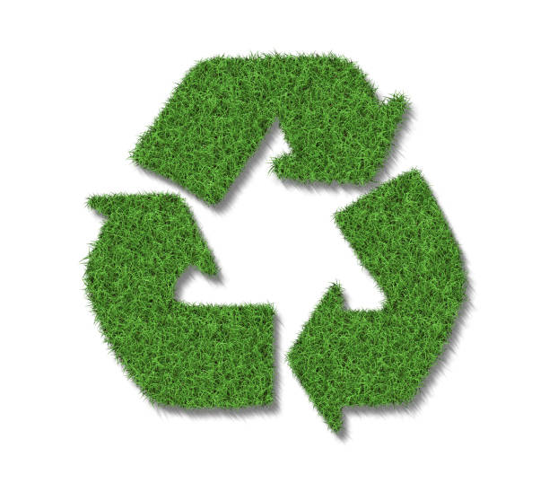 istock Green grass eco recycle symbol isolated 1140762210