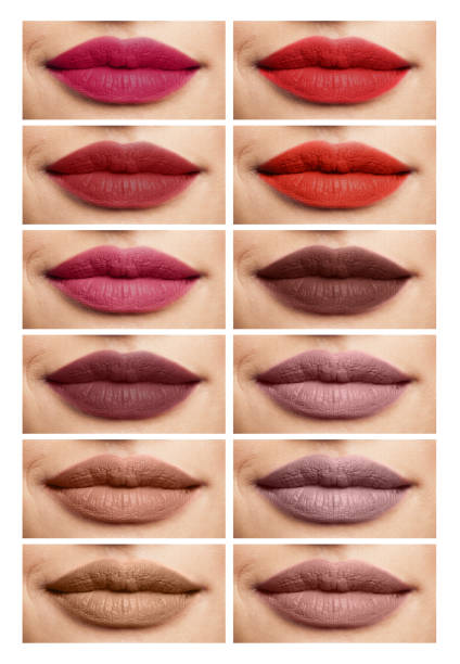 istock Matt lipstick colors on woman lips collection, high resolution graphic resource 1140762219