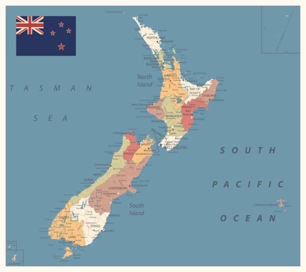 istock New Zealand Political Map Vintage Color 1140762267