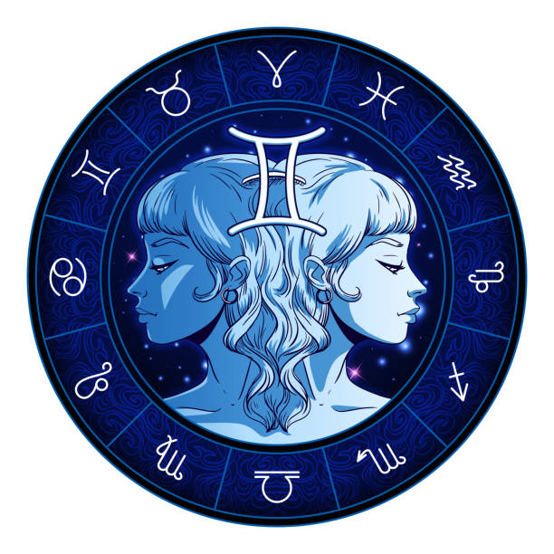 istock Gemini zodiac sign artwork, beautiful girl face, horoscope symbol, star sign, vector illustration 1140764678