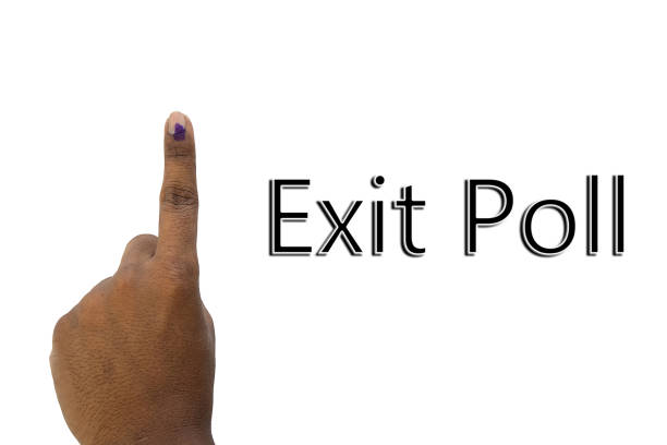 Exit poll and hand showing of Indian election polling on isolated background.