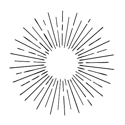 Sun Rays Hand Drawn Linear Drawing Stock Illustration - Download Image ...