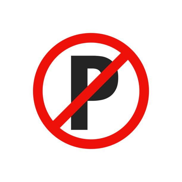 ilustrações, clipart, desenhos animados e ícones de nenhum sinal do estacionamento ou de parada, vetor - parking sign letter p road sign sign