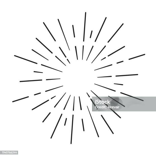 Sun Rays Hand Drawn Linear Drawing Stock Illustration - Download Image ...