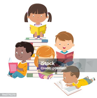 istock Kids reading, group of friends 1140770270