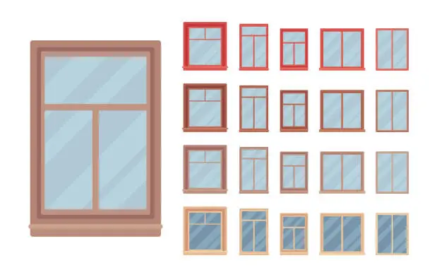 Vector illustration of Window for building fitted with glass in a frame