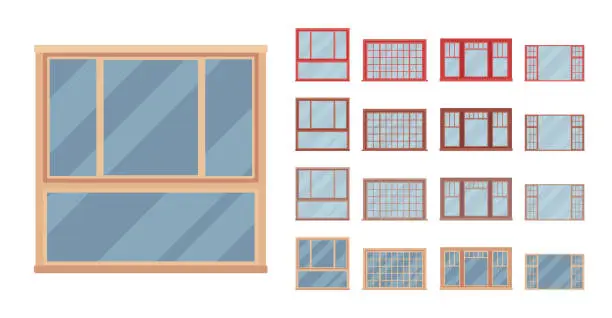 Vector illustration of Window for building fitted with glass in a frame
