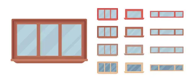 Vector illustration of Window for building fitted with glass in a frame