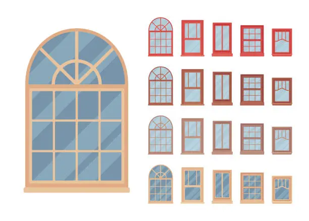 Vector illustration of Window for building fitted with glass in a frame