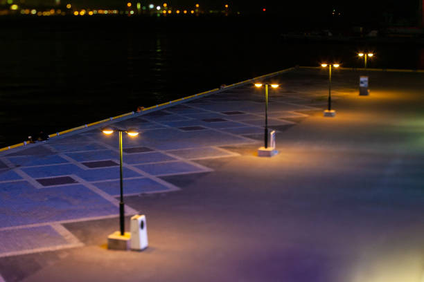 A wharf street light shot in a miniature style