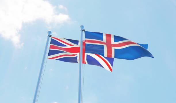 istock UK and Iceland, two flags waving against blue sky 1140779101