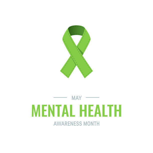 Mental health awareness month, vector flat style Mental health awareness month concept. Simple typography design in flat style, vector may stock illustrations