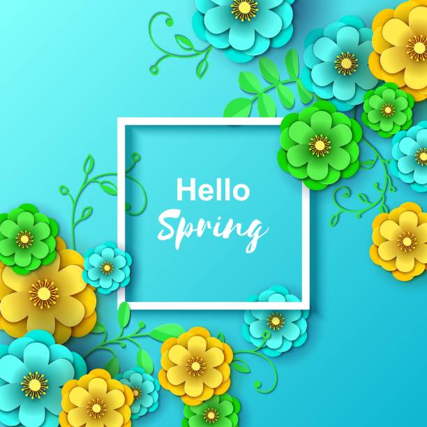 istock Paper cut flowers background with white frame. Origami concept, Vector card illustration. Backdrop with paper flowers and place for text, for wedding invitation, spring sale, romantic letter. 1140780110