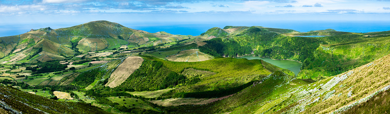 View on the lakes of Flores Island, the Azores, Portugal.