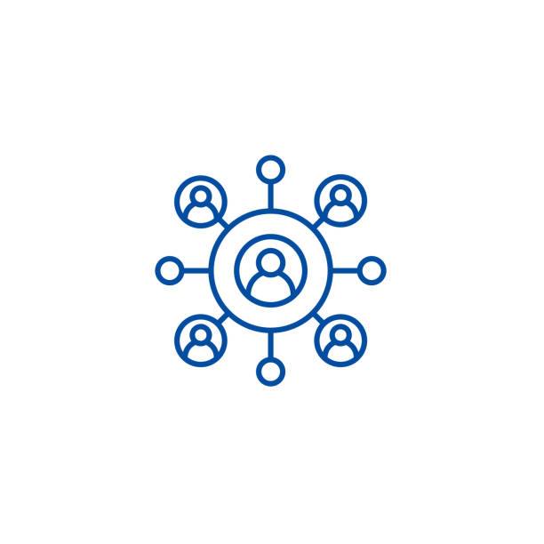 концепция значка сетевой бизнес-линии. символ плоского вектора сетевого бизнеса, знак, иллюстрация контура. - black icons stock illustrations