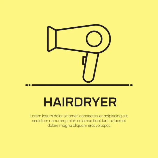 Vector illustration of Hairdryer Vector Line Icon - Simple Thin Line Icon, Premium Quality Design Element