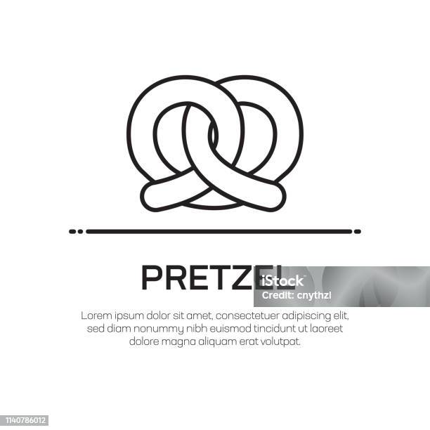 Pretzel Vector Line Icon Simple Thin Line Icon Premium Quality Design Element Stock Illustration - Download Image Now