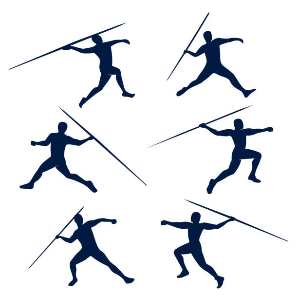 Javelin athlete javelin thrower for track and field competition javelin throw heptathlon stock illustrations