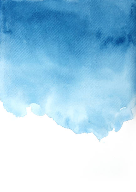 fundo azul da aguarela, fundos das texturas - watercolor painting watercolour paints paper textured - fotografias e filmes do acervo