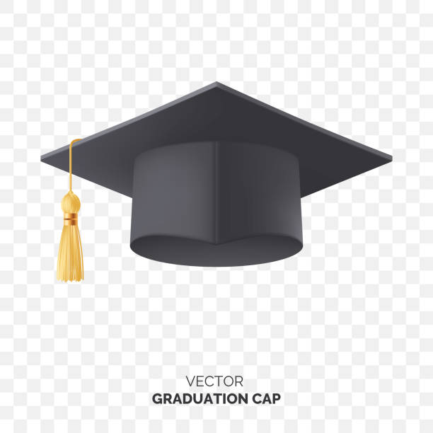 Vector black graduate cap with gold tassel isolated on transparent background. Square academic cap for graduation ceremony. Element for your design. Eps 10. Vector black graduate cap with gold tassel isolated on transparent background. Square academic cap for graduation ceremony. Element for your design. Eps 10. university clipart stock illustrations