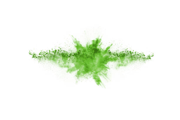 istock Green powder explosion on white background. Colored cloud. Colorful dust explode. Paint Holi. 1140788139