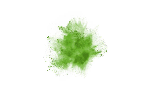 istock Green powder explosion on white background. Colored cloud. Colorful dust explode. Paint Holi. 1140788155