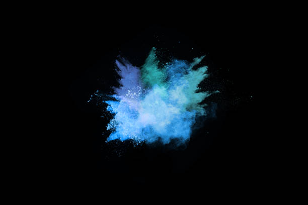 istock Blue powder explosion on black background. Colored cloud. Colorful dust explode. Paint Holi. 1140788290