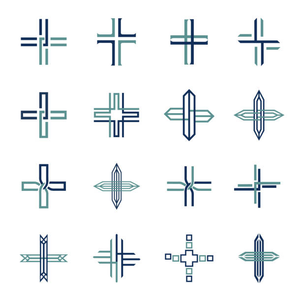 ilustrações, clipart, desenhos animados e ícones de cross_icons_colour - cross ornate catholicism cross shape