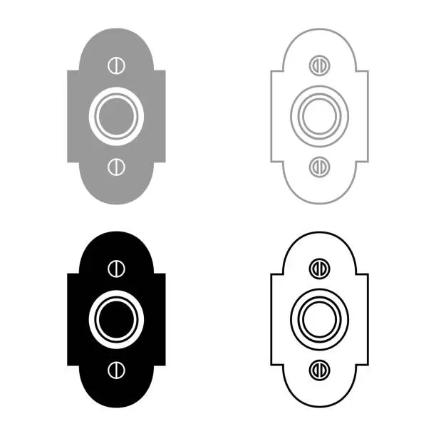 Vector illustration of Doorbell icon set grey black color