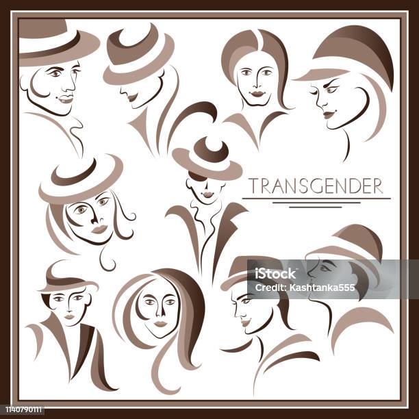 Graphic Illustration With Transgenderset 1 Stock Illustration - Download Image Now - Transgender Person, Abstract, Adult