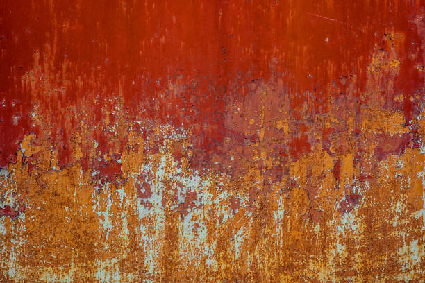 istock Texture of old rusty metal, painted red which became orange from rust. 1140790916