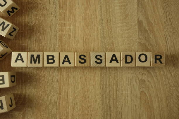 ambassador word from wooden blocks - ambassador imagens e fotografias de stock