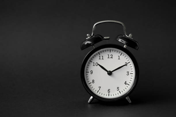 istock Black alarm clock show 10 hour vintage modern 1140797266