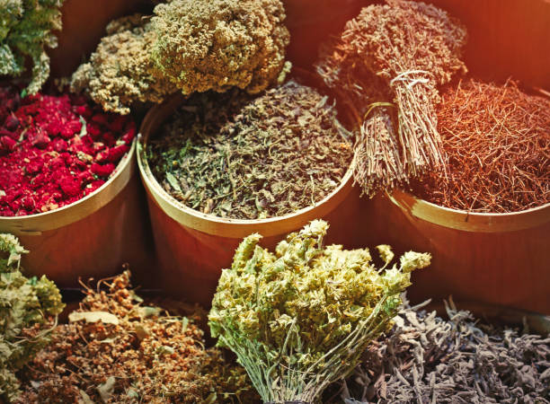 istock Various dried herbs on the market 1140799729