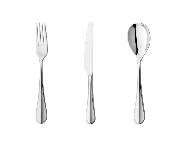istock Simple set of fork, knife and spoon isolated on white background. 1140800741